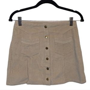 She + Sky Women's Cream Corduroy Button-Up Mini Skirt 🤍